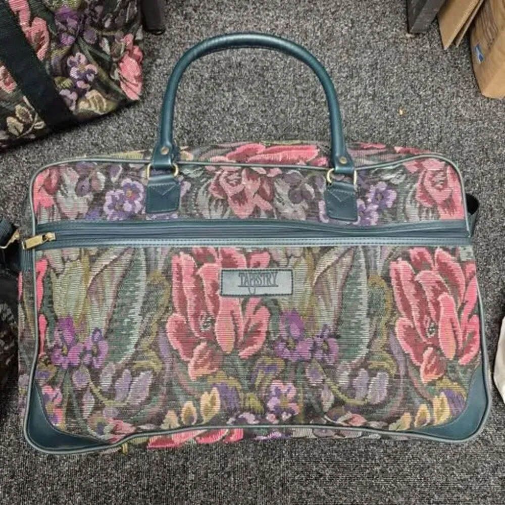 Vintage 3-Piece Floral Tapestry Luggage Set - Weekender & Duffle Bags - Picture 4 of 5